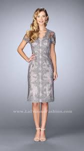 Gorgeous Short Sleeve Knee Length Dress With Embroidered Overlay And Lace Underlay Gray M Applique Cocktail Dress Lace Wedding Guest Dress Evening Dresses
