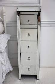 A Tall Contemporary Elegant Five Drawer Bedside Table Crafted From Mirrored Glass With In 2020 Bedroom Night Stands Modern Bedroom Furniture Vintage Bedroom Furniture