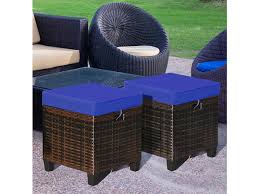 Same day delivery to 23917. Costway 2 Piece Patio Rattan Ottoman Cushioned Seat Foot Rest Coffee Table Furniture Garden Stacksocial