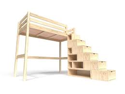 Le grand lit mezzanine adulte est un lit en hauteur qui offre un bel espace à exploiter en dessous du couchage. Lit Mezzanine Sylvia Avec Escalier Cube Bois 90x200 Vernis Naturel Cube90 V Vente De Abc Meubles Conforama