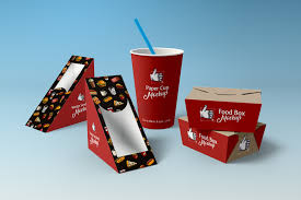 Free Sandwich Food Box Paper Cup Packaging Mockup Psd Good Mockups In 2020 Sandwich Packaging Recipe Box Paper Cup