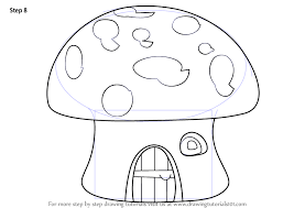 Learn How To Draw A Mushroom House Houses Step By Step Drawing Tutorials Mushroom house drawing and coloring for kids. learn how to draw a mushroom house
