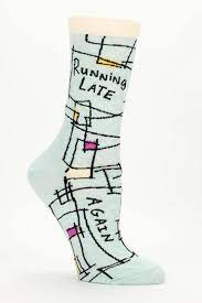 Running Late Again Socks Blue Q Socks Socks Women Blue Q