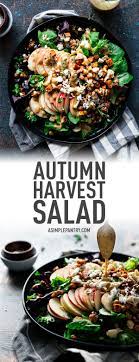 Autumn Harvest Salad With Creamy Date Vinaigrette A Simple Pantry Recipe Harvest Salad Delicious Healthy Recipes Autumn Salad