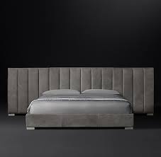 Modena Extended Panel Vertical Channel Leather Platform Bed Lederbett Wanddekor Schlafzimmer Hochbett