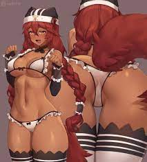 1girls ass big ass blush dark-skinned female dark skin female  female only iwbitu lupusregina beta open mouth overlord (maruyama) panties  pussy solo thighhighs 