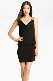 Betsy Adam Chain Mail Strap Jersey Blouson Dress Nordstrom Black Dress Outfit Party Blouson Dress Elegant Black Dress