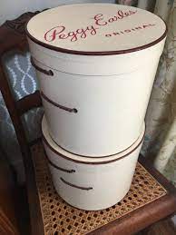 Set Of 2 Peggy Earles Original Drum Hat Boxes Etsy Hat Boxes Originals Logo Antique Items