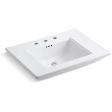 Combined, the look is beautiful and stately. my sink and faucet were professionally installed by licensed plumbers, and they apparently had no issues with the installation. Kohler K 2269 8 0 White Memoirs Stately 30 Fireclay Pedestal Bathroom Sink With 3 Holes Drilled And Overflow Faucet Com