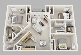 20 Designs Ideas For 3d Apartment Or One Storey Three Bedroom Floor Plans Home Design Lover Apartment Layout House Layout Plans Sims House Plans