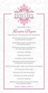 Rec Program Bride Party Ideas Wedding Reception Program Wedding Parties Colors