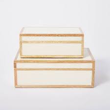 10 X 6 5 Decorative Wood Edge Trim Box With Resin Inlay Ivory Threshold Designed With Studio Mcgee In 2020 Decorative Boxes Wood Decor Studio Mcgee