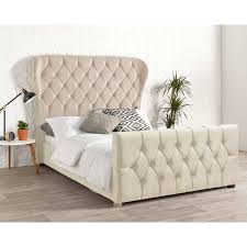 Shop for bed frames in bed frames & box springs. Janssen Wing Back Velvet Cream 6ft Super King Size Bed Frame Buy Online At Qd Stores