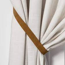 Faux Leather Curtain Holdback Matte Black Hearth Hand With Magnolia Hearth Curtains Matte Black