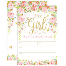 It's a quick and easy process to select, customize, and send your selection. It S A Girl Baby Shower Invitations Girl Baby Shower Invites Floral Butterfly Whimsical 20 Fill In Invitations And Envelopes Buy Online In Oman At Oman Desertcart Com Productid 63795822