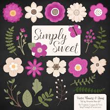 Cute Flowers Clipart In Fuchsia Fuchsia Vector Flowers Etsy Flower Clipart Simple Flower Design Vector Flowers