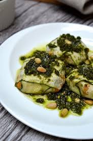 A Creamy Filling Of Butternut Squash Puree Is Wrapped In Strips Of Zucchini In This Low Carb Ravio Butternut Squash Ravioli Zucchini Recipes Healthy Kale Pesto