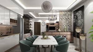 Full Detailed Living Room Hall With Kitchen 3d Model 1