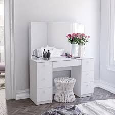 Choose from a wide variety of designs, including vanity sets with mirrors. Boahaus Artemisia Modern Vanity Table With Mirror And 7 Drawers White Finish Walmart Com In 2021 Modern Vanity Table White Vanity Table Vanity Table