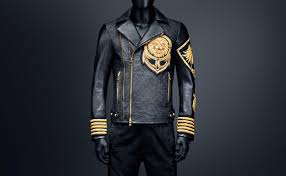 Black And Gold Leather Jacket Mens Handmade Men S Balmain X H M Black Gold Metal Embroidered Lion Leather Jacket Balmain Leather Jacket Leather Varsity Jackets