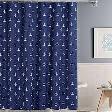 Transform Your Bath With The Chic Nautical Style Of The Anchors Away Shower Curtain This Beautiful 1 Anchor Shower Curtains Shower Curtain Navy Shower Curtain