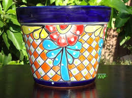 Maybe you would like to learn more about one of these? Amazon Com Talavera Ceramic Flower Planter Pot Mexican Fine Pottery 8 Wide Hand Painted Original Design Orange Squares Green Dots Garden Outdoor