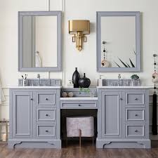 Shop for 48 inch bathroom vanities in bathroom vanities by size. 82 De Soto Double Vanity With Makeup Table Silver Gray Bathroom