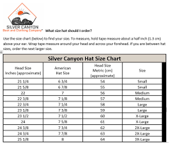 Silver Canyon Hat Fit And Size Chart Western Outlets