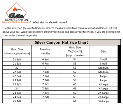 silver canyon hat fit and size chart western outlets