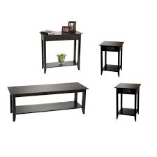 Black kacey 3 piece coffee table set. 4 Piece Coffee Table Set With Coffee Table Set Of 2 End Tables And Hall Table In Black Walmart Com Walmart Com