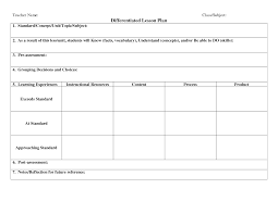 Differentiated Lesson Plan Differentiated Lesson Lesson Plan Templates Differentiated Instruction Lesson Plans