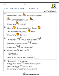 Practice adding and subtracting within 20. 1st Grade Addition Word Problems Up To 20