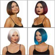 Details About Ombre Bob Wig Mid Length Adult Womens Costume Fancy Dress