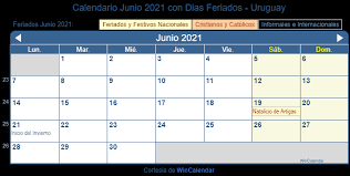 El siguiente feriado nacional es. Calendario 2021 Con Dias Feriados Uruguay