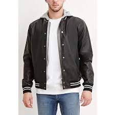 Jackets Outerwear 21men Forever 21 Leather Varsity Jackets Hooded Jacket Men Faux Leather Jacket Men