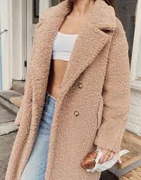 The Frolic x Bella Stovey exclusive maxi oversized teddy borg coat in camel