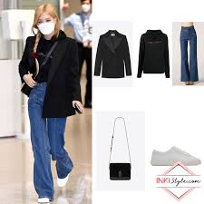 Blackpink members are known for having a particular style that is loved by blinks and everyone else. Blackpink Rose Approved Airport Outfit Blazer With Jeans Inkistyle
