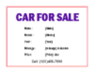This car for sale sign word template features a car for sale sign in big bold red color and all caps text for easy readability even from afar. Car For Sale Sign Template