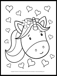 Blue is the one of the color in rainbow. Hearts And Unicorn Coloring Page The Art Kit