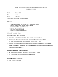 Minit disediakan oleh setiausaha mesyuarat atau urus setia mesyuarat. Minit Mesyuarat Psv Kali Ke 2