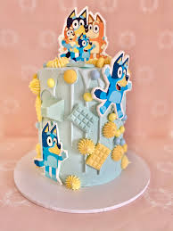 Birthday horizontal seamless pattern background border. Bluey Cake Cookies Crumbs