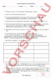 Jahrhunderts, wobei es schon unter den königen franz i. Arbeitsblatt Absolutismus Probe Geschichte Neuzeit