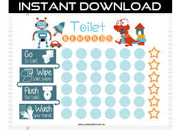 Printable Toilet Potty Training Chart Digital Download Toys Etsy Potty Training Chart Potty Training Reward Chart Toilet Training Rewards