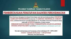 Mykad untuk membuat semakan cukai taksiran, kompaun dan sewaan. Pejabat Penerangan Daerah Klang On Twitter Makluman Penutupan Kaunter Perkhidmatan Pejabat Daerah Tanah Klang Sepanjang Pkp Semakan Bayaran Cukai Tanah Strata Boleh Dilakukan Secara Dalam Talian Sepanjang Tempoh Ini Sumber Pejabat