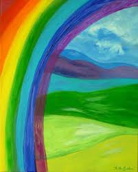 The Blessing Of The Rainbow By Faith Jordan Inspirational Art Landscape Painting Whimsical Art Bright Bold Colo Rainbow Painting Rainbow Art Colorful Art