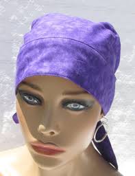Purple Scrub Cap, Chemo Hat, Cancer Hair Loss Hat With a Cotton Terry Cloth  Sweatband. Handmade in the United States of America.