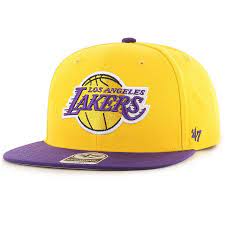 Men S 47 Gold Purple Los Angeles Lakers Two Tone No Shot Captain Snapback Hat In 2020 Los Angeles Lakers Snapback Hats Snapback