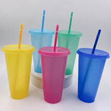 Portable Reusable Pp Straw Cup Water Bottle Cup With Straw Sequined Glitter Drinking Cup Juice Tumbler Cup Straw Mug Drinkware Tumblers Aliexpress