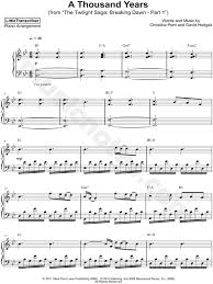 The tune starts slow with piano, cello and many acoustic guitar after which it it progresses with more instruments joining in. Littletranscriber A Thousand Years Sheet Music Piano Solo In Bb Major Download Print Sku Mn0169500