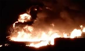 Massive fire at Bonthapally Industrial Estate in Sangareddy